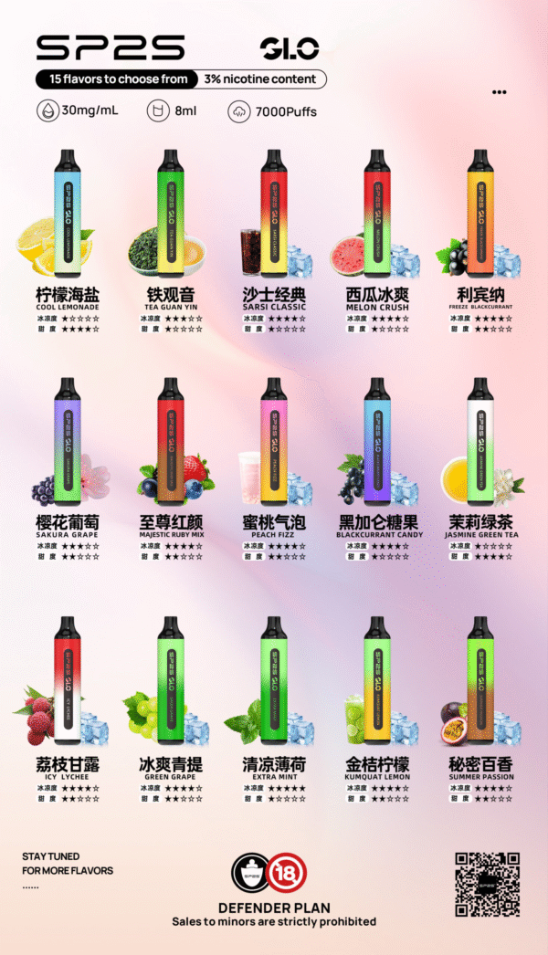 SP2S思博瑞GLO.png 6月新品💥SP2S GLO抛棄式7000口❤️獨家新品❤️老字號品牌